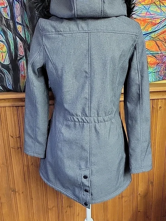 Canada Weathergear Women's Gray Parka Coat with Faux Fur Hood Size Med - Picture 5 of 6
